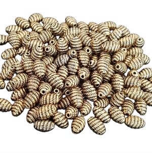 160 Metalized BEADS Plastic BRASS Scrolled biconal